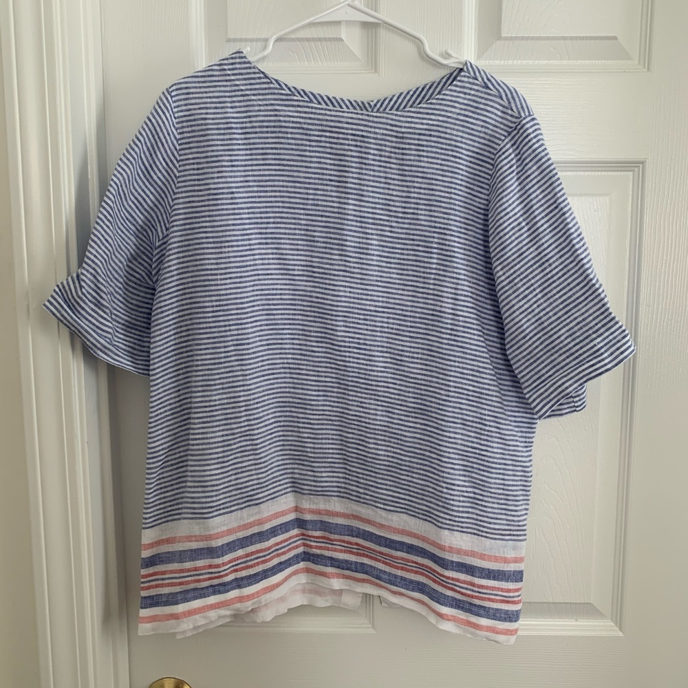 LL Bean Linen Button Back Top